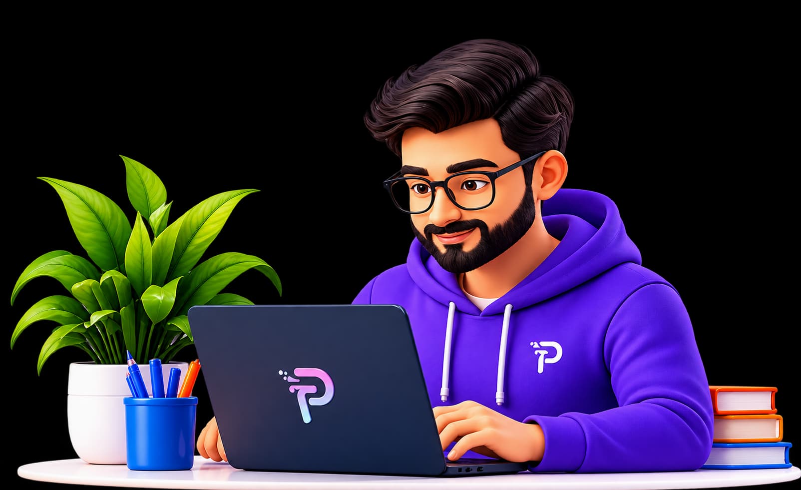 TheDevPixel developer working on a laptop